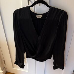 L’Agence Silk Black Draped Blouse - Size S
